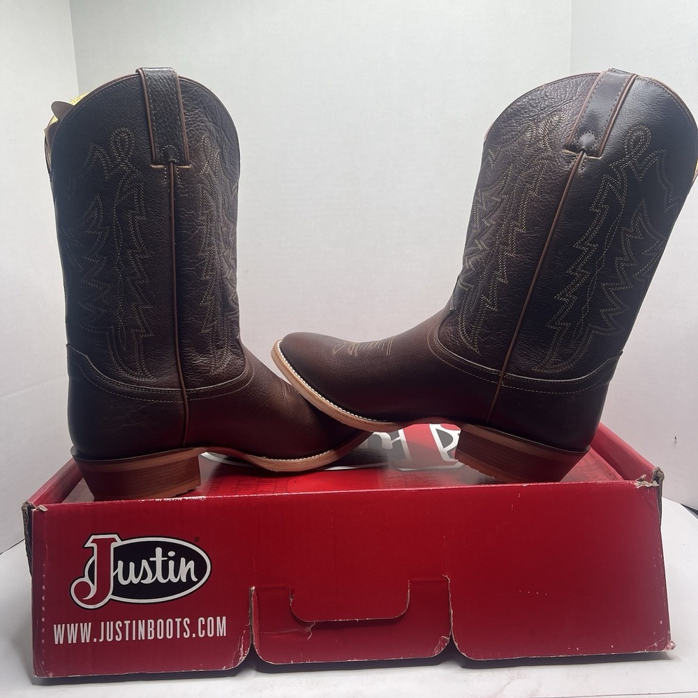 Justin Boots Mens Size 11.5 D Hayne Whiskey Cowhide Western Boots NIB CJ2000